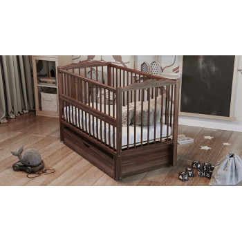 Кроватка детская Веселка с маятником и ящиком Дубик, орех