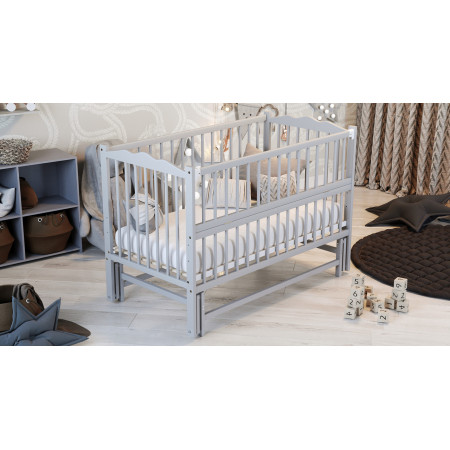 Кроватка детская Веселка с маятником и откидной боковиной, Дубик-М, серая
