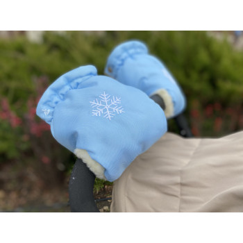 Варежки на коляску и санки, небесно-голубые