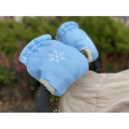 Варежки на коляску и санки, небесно-голубые