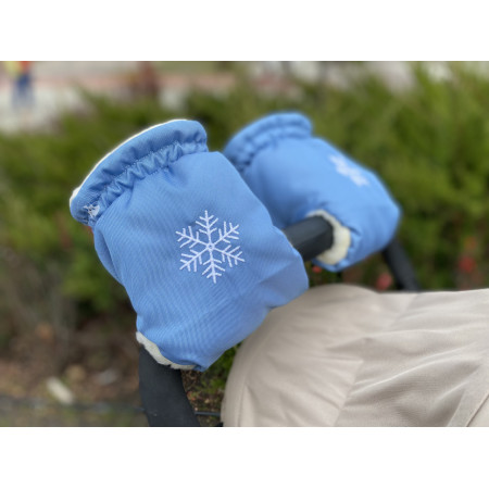 Варежки на коляску/санки, васильково-голубые