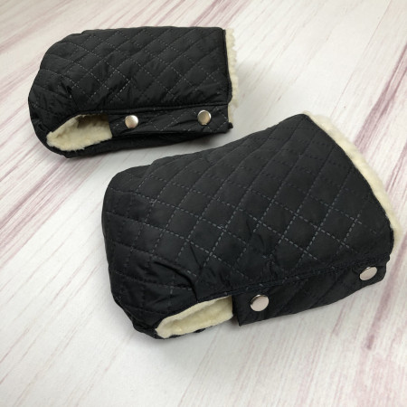 Рукавиці стьобані на дитячу коляску і санчата, чорні