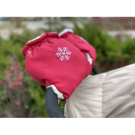 Варежки на коляску и санки, красные