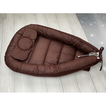 Кокон-позиционер для новорожденных Baby Comfort со съемных бортом (шоколадный)
