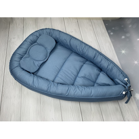 Кокон-позиционер для новорожденных Baby Comfort со съемных бортом (тёмно-синий)