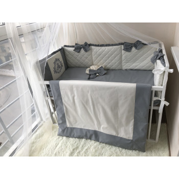 Комплект дитячої постільної білизни Royal Baby, 8 елементів, сіро-молочний