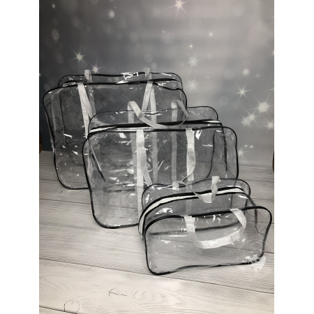 Набір прозорих сумок в пологовий 3 шт., чорно-білий