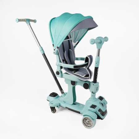 Дитячий триколісний Самокат 5в1 "Skyper" (BL-94617) світло, поворотне сидіння, блакитно-бірюзовий