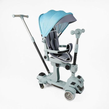 Дитячий триколісний Самокат 5в1 "Skyper" (BL-61020) світло, поворотне сидіння, сіро-блакитний
