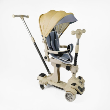 Дитячий триколісний Самокат 5в1 "Skyper" (BL-83655) світло, поворотне сидіння, хакі