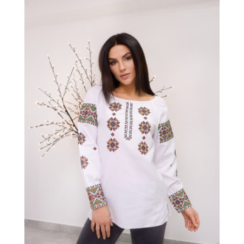 Вишита підліткова блуза Роксолана, сірий льон, р. 140-170